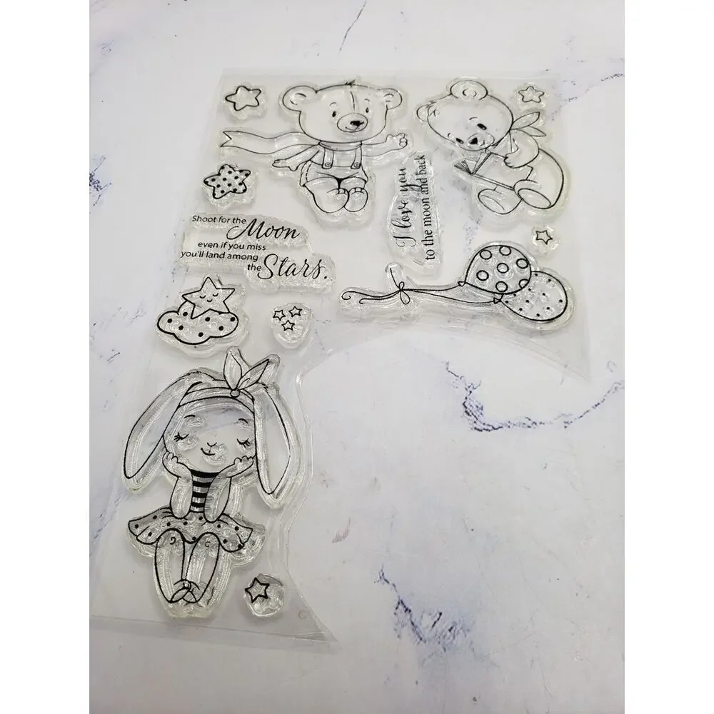 Lot of 16 Teddy Bear Flower Clear Acrylic Stamps